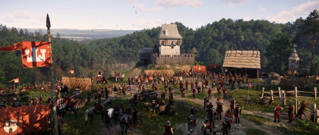 A lively medieval village in Kingdom Come: Deliverance II, bringing 15th-century Bohemia to life.