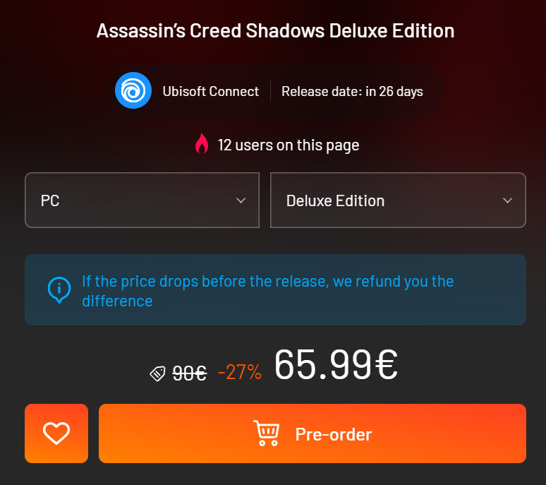 assassins creed shadows pre order on instant gaming link olivault deluxe edition