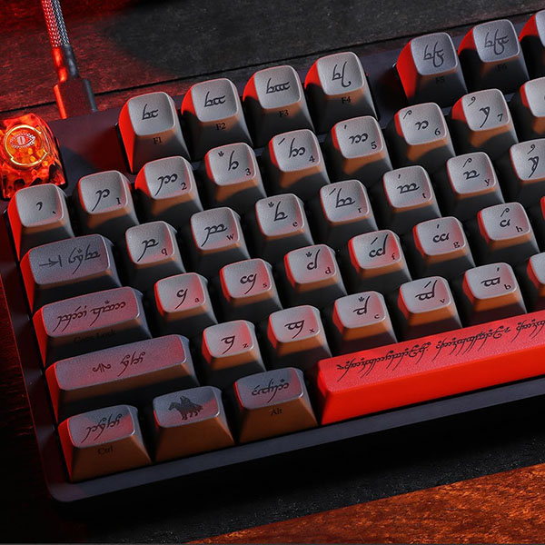 The Lord of The Rings™ Black Speech TKL Mechanical Keyboard - MT3 Profile Keycaps with Accent Keys - Holy Panda X Tactile Switches - PBT Dye-Sub Keycaps - LED Backlight - Black