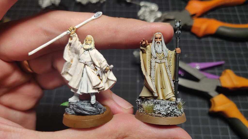 A comparison of childhood-painted miniatures vs. newer, more advanced painting techniques.